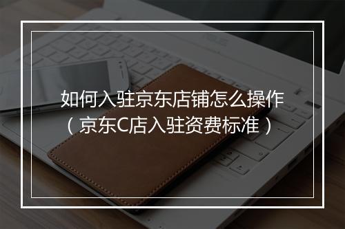 如何入驻京东店铺怎么操作（京东C店入驻资费标准）
