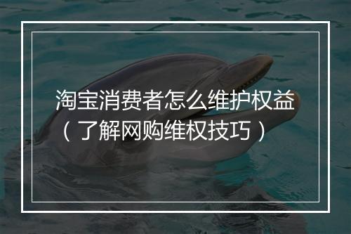 淘宝消费者怎么维护权益（了解网购维权技巧）