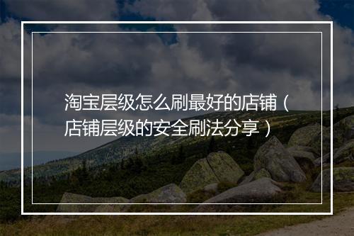 淘宝层级怎么刷最好的店铺（店铺层级的安全刷法分享）