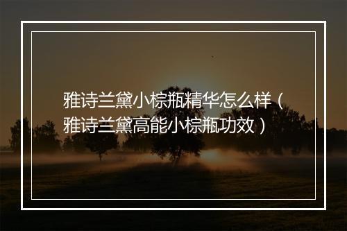 雅诗兰黛小棕瓶精华怎么样（雅诗兰黛高能小棕瓶功效）