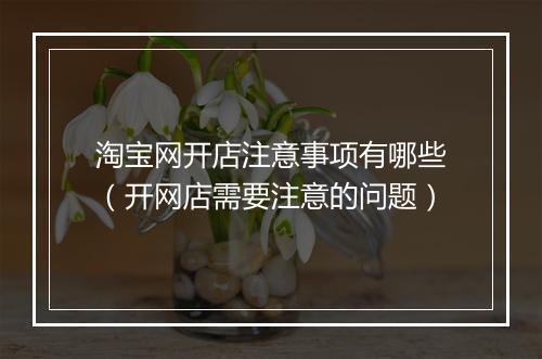 淘宝网开店注意事项有哪些（开网店需要注意的问题）