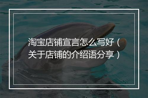 淘宝店铺宣言怎么写好（关于店铺的介绍语分享）