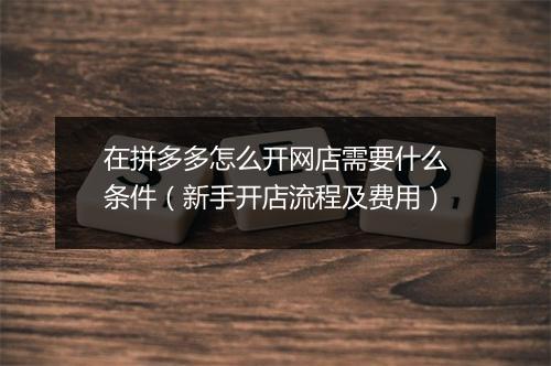 在拼多多怎么开网店需要什么条件（新手开店流程及费用）