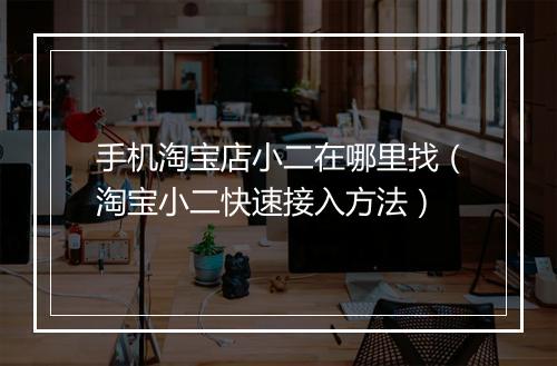 手机淘宝店小二在哪里找（淘宝小二快速接入方法）