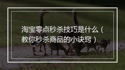 淘宝零点秒杀技巧是什么（教你秒杀商品的小诀窍）