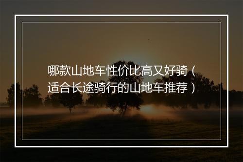 哪款山地车性价比高又好骑（适合长途骑行的山地车推荐）