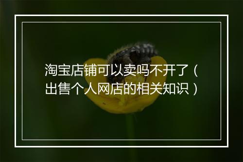 淘宝店铺可以卖吗不开了（出售个人网店的相关知识）