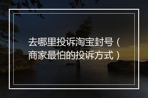 去哪里投诉淘宝封号（商家最怕的投诉方式）