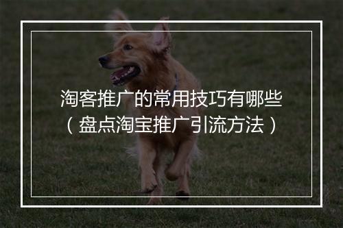 淘客推广的常用技巧有哪些（盘点淘宝推广引流方法）