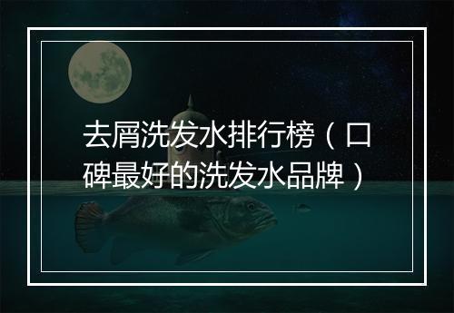 去屑洗发水排行榜（口碑最好的洗发水品牌）