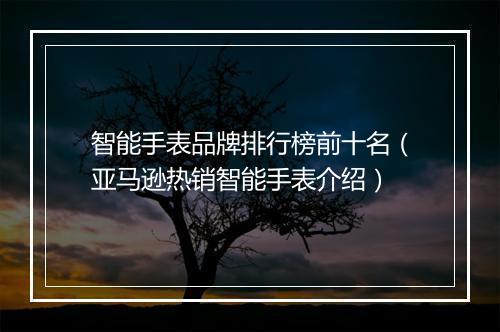 智能手表品牌排行榜前十名（亚马逊热销智能手表介绍）