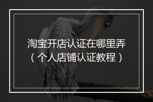 淘宝开店认证在哪里弄（个人店铺认证教程）