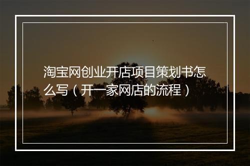淘宝网创业开店项目策划书怎么写（开一家网店的流程）