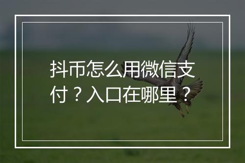 抖币怎么用微信支付？入口在哪里？