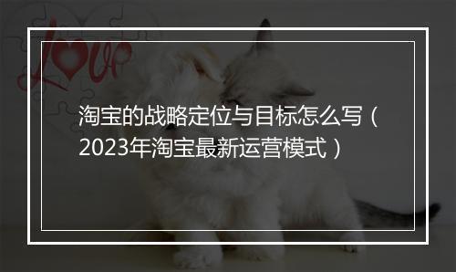 淘宝的战略定位与目标怎么写（2023年淘宝最新运营模式）