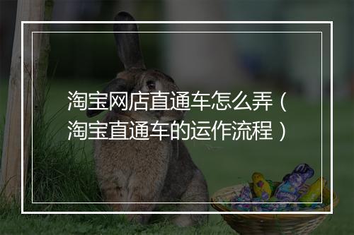 淘宝网店直通车怎么弄（淘宝直通车的运作流程）