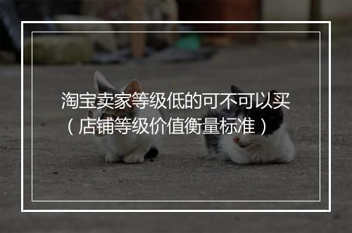 淘宝卖家等级低的可不可以买（店铺等级价值衡量标准）