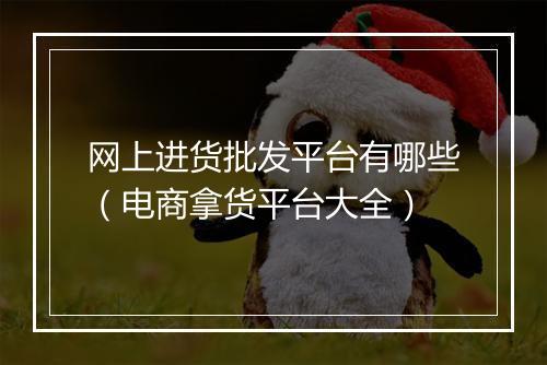 网上进货批发平台有哪些（电商拿货平台大全）