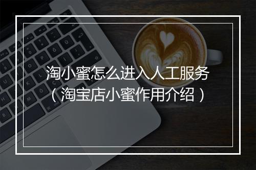 淘小蜜怎么进入人工服务（淘宝店小蜜作用介绍）