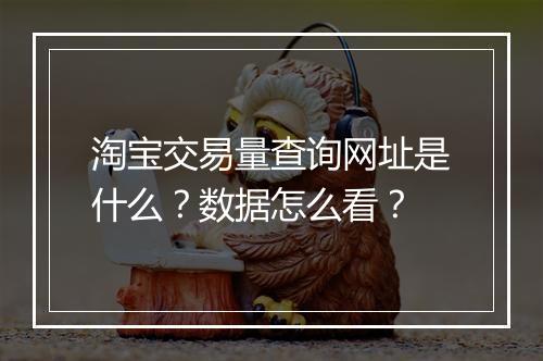 淘宝交易量查询网址是什么？数据怎么看？