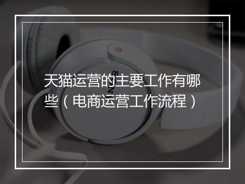 天猫运营的主要工作有哪些（电商运营工作流程）