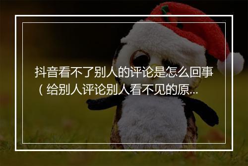 抖音看不了别人的评论是怎么回事（给别人评论别人看不见的原因）