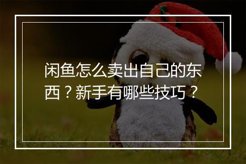 闲鱼怎么卖出自己的东西？新手有哪些技巧？