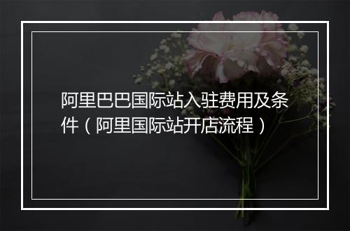 阿里巴巴国际站入驻费用及条件（阿里国际站开店流程）