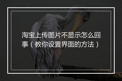 淘宝上传图片不显示怎么回事（教你设置界面的方法）