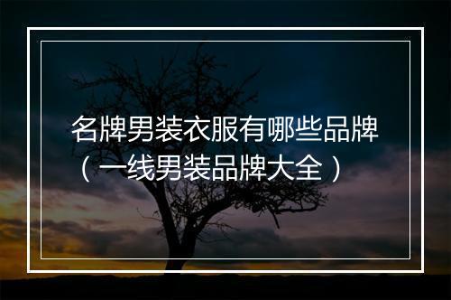 名牌男装衣服有哪些品牌（一线男装品牌大全）