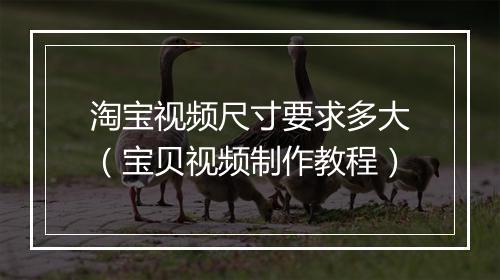 淘宝视频尺寸要求多大（宝贝视频制作教程）