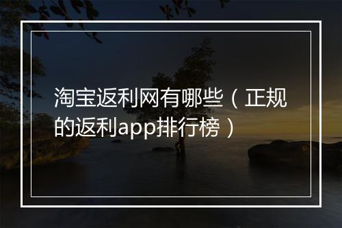 淘宝返利网有哪些（正规的返利app排行榜）
