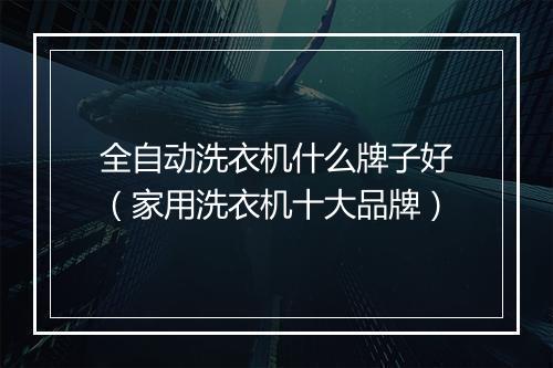 全自动洗衣机什么牌子好（家用洗衣机十大品牌）