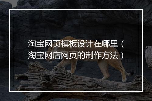 淘宝网页模板设计在哪里（淘宝网店网页的制作方法）