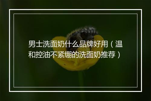 男士洗面奶什么品牌好用（温和控油不紧绷的洗面奶推荐）
