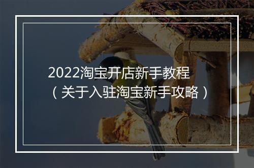 2022淘宝开店新手教程（关于入驻淘宝新手攻略）
