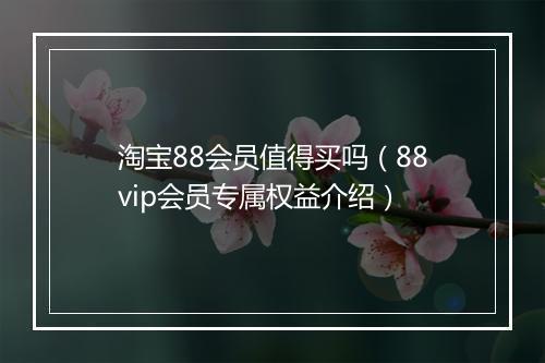 淘宝88会员值得买吗（88vip会员专属权益介绍）