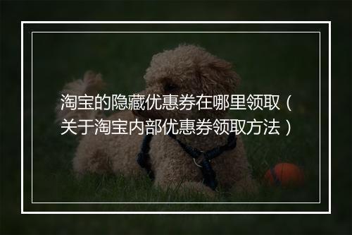 淘宝的隐藏优惠券在哪里领取（关于淘宝内部优惠券领取方法）