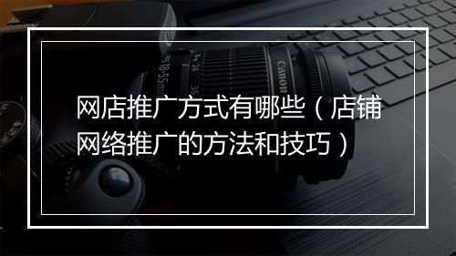 网店推广方式有哪些（店铺网络推广的方法和技巧）