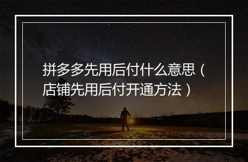 拼多多先用后付什么意思（店铺先用后付开通方法）