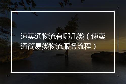 速卖通物流有哪几类（速卖通简易类物流服务流程）