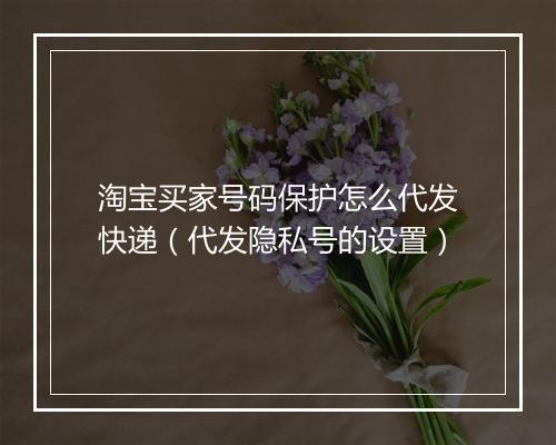 淘宝买家号码保护怎么代发快递（代发隐私号的设置）