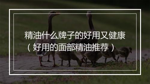 精油什么牌子的好用又健康（好用的面部精油推荐）