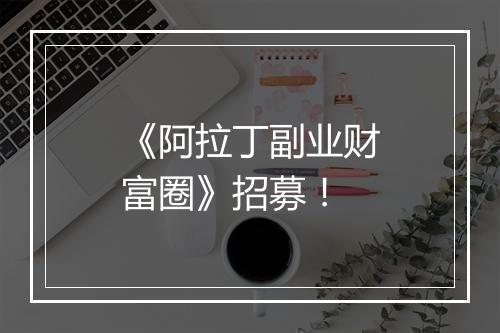 《阿拉丁副业财富圈》招募！