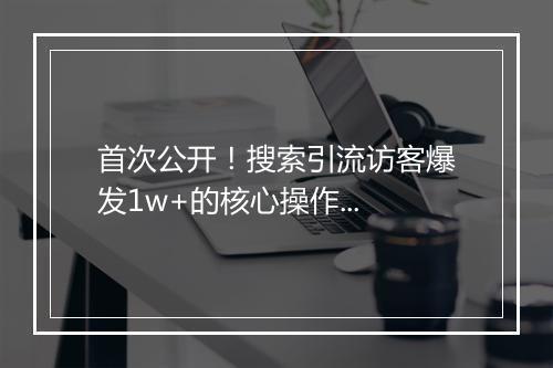 首次公开！搜索引流访客爆发1w+的核心操作...