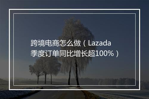 跨境电商怎么做（Lazada季度订单同比增长超100%）