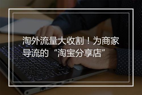 淘外流量大收割！为商家导流的“淘宝分享店”