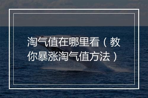 淘气值在哪里看（教你暴涨淘气值方法）