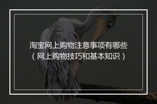 淘宝网上购物注意事项有哪些（网上购物技巧和基本知识）