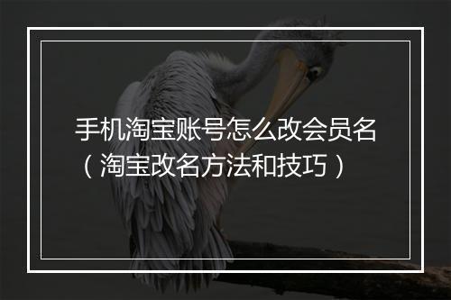 手机淘宝账号怎么改会员名（淘宝改名方法和技巧）